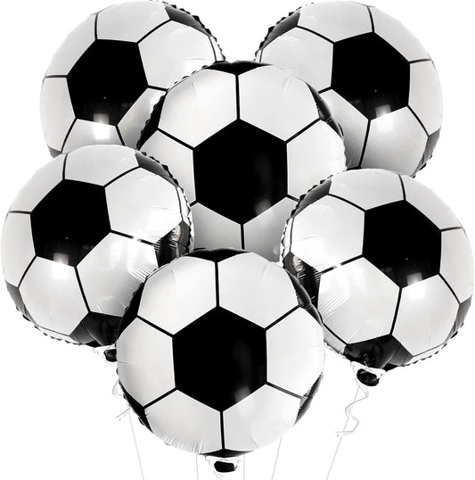 , Soccer Balloons for Senior Night Decorations - 18 Inch, Pack of 6 | Soccer Ball Balloons, Soccer Birthday Decorations | Soccer Ball Foil Balloons for Party, Soccer Party Decorations for Boy